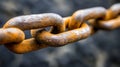 Macro Shot of a Rusty Iron Link Chain Symbolizing Strength, Unity, and the Aging Process Royalty Free Stock Photo