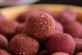 Macro shot of sesame balls filled with sweet red bean paste