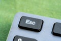 Macro shot showcasing of an Esc key of a modern keyboard, object detail, extreme closeup macro, nobody. Escape character button, Royalty Free Stock Photo