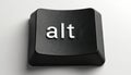 Macro shot shows black Alt Gr key with white text. Close up on PC keyboard button. Isolated computer element input command on Royalty Free Stock Photo