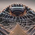 A macro shot of a spider on a dewy web5, Generative AI Royalty Free Stock Photo