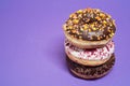 Macro shot of stack of donuts