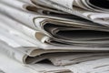 Macro shot of a stack of newspapers. The newspapers are folded Royalty Free Stock Photo