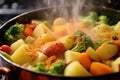 macro shot of steaming vegetable casserole Royalty Free Stock Photo