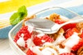 Strawberry pieces with cereals and yogurt Royalty Free Stock Photo