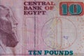 Macro shot of ten egyptian pounds bill Royalty Free Stock Photo