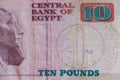 Macro shot of ten egyptian pounds bill Royalty Free Stock Photo