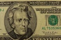 Macro shot of twenty dollar bill Royalty Free Stock Photo