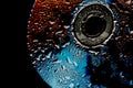 Macro shot of water drops on a CD . Close up Royalty Free Stock Photo