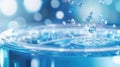 Macro Shot of Water Electrolysis With Bubbles Forming on Electrodes Under Cool Blue Light Royalty Free Stock Photo