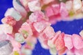 Macro shot of watermelon tourmaline crystals in necklace