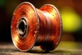 macro shot of welding wire spool