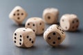 Macro shot of wooden dice. Board game. Gambling devices.