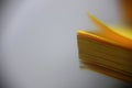 Macro shot of the yellow pages of the post-it.