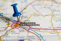 Zaragoza on map Royalty Free Stock Photo