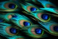 Macro shots capture vivid peacock feathers, offering text friendly backgrounds