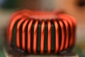Single copper coil  on motherboard Royalty Free Stock Photo