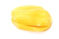 Macro single yellow jackfruit on white background