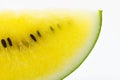 Macro of slice yellow watermelon isolated Royalty Free Stock Photo