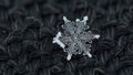 Macro Snowflake on Dark Textured Background Royalty Free Stock Photo