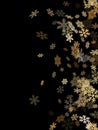 Macro snowflakes flying border design, holiday card with flakes confetti frame, snow elements.