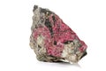 Macro stone Eudialyte mineral on white background