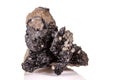 Macro stone groutite mineral on white background