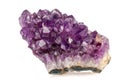 Macro stone mineral amethyst on a white background