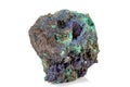 Macro stone mineral Azurite Malachite on a white background Royalty Free Stock Photo
