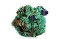 Macro stone mineral azurite with malachite on a white background Royalty Free Stock Photo