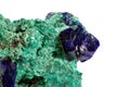 Macro stone mineral azurite with malachite on a white background Royalty Free Stock Photo