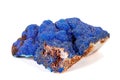 Macro stone mineral Azurite on a white background Royalty Free Stock Photo