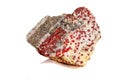 Macro stone mineral Cinnabar on a white background Royalty Free Stock Photo