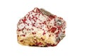 Macro stone mineral Cinnabar on a white background Royalty Free Stock Photo