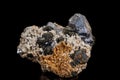 Macro stone mineral Galena on a black background Royalty Free Stock Photo