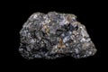 Macro stone mineral Galena on a black background Royalty Free Stock Photo