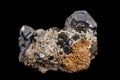 Macro stone mineral Galena on a black background Royalty Free Stock Photo