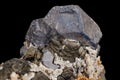 Macro stone mineral Galena on a black background Royalty Free Stock Photo