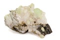 Macro stone mineral Prehnite Babingtonite On a white background Royalty Free Stock Photo