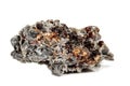 Macro stone mineral Sphalerite on a white background