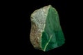 Macro stone Nephrite mineral on black background