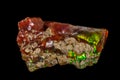 Macro stone Opal mineral in rock on a black background Royalty Free Stock Photo