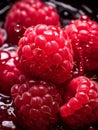 Macro summer sweet food snack raspberry eating up fruit close organic red berries ripe