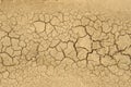 Macro Surface Dry soil land and cracked ground texture background - light brown color - Top view - Arid and lacking environment