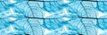 Macro texture of beautiful leaves in blue tones. AI generative illustration