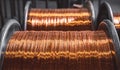 Macro texture copper cable rolled coil up on industry factory