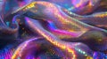 Macro Texture of a Futuristic Fabric Woven with Nano-Optical Fibers, Holographic Patterns. Fashion Industry And Technology Concept Royalty Free Stock Photo