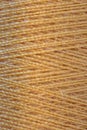 The macro texture of orange cotton thread on bobbin. Royalty Free Stock Photo