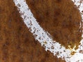 Macro texture - rusty metal surface with paint swath