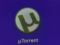 Macro of torrent apps on smartphone display